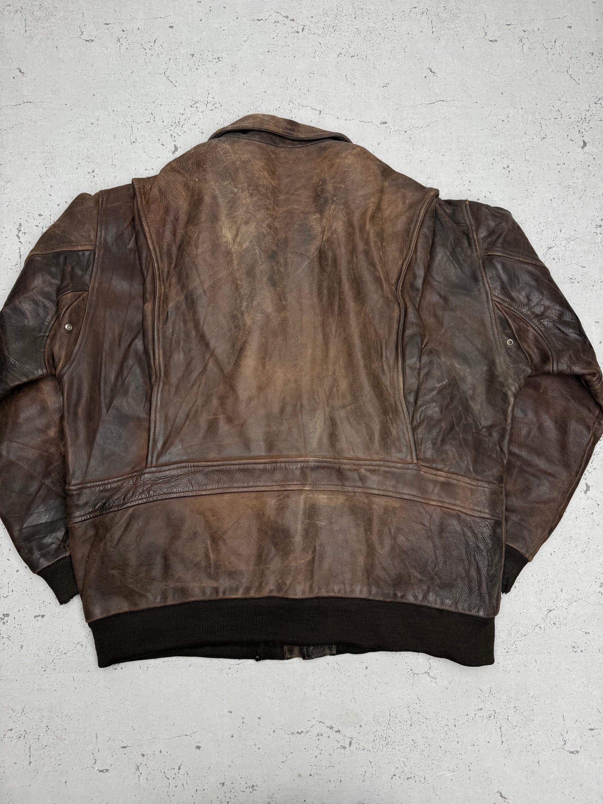 Redskins Lederjacke Vintage Bomberjacke in Braun, Größe XXL, Rückseite