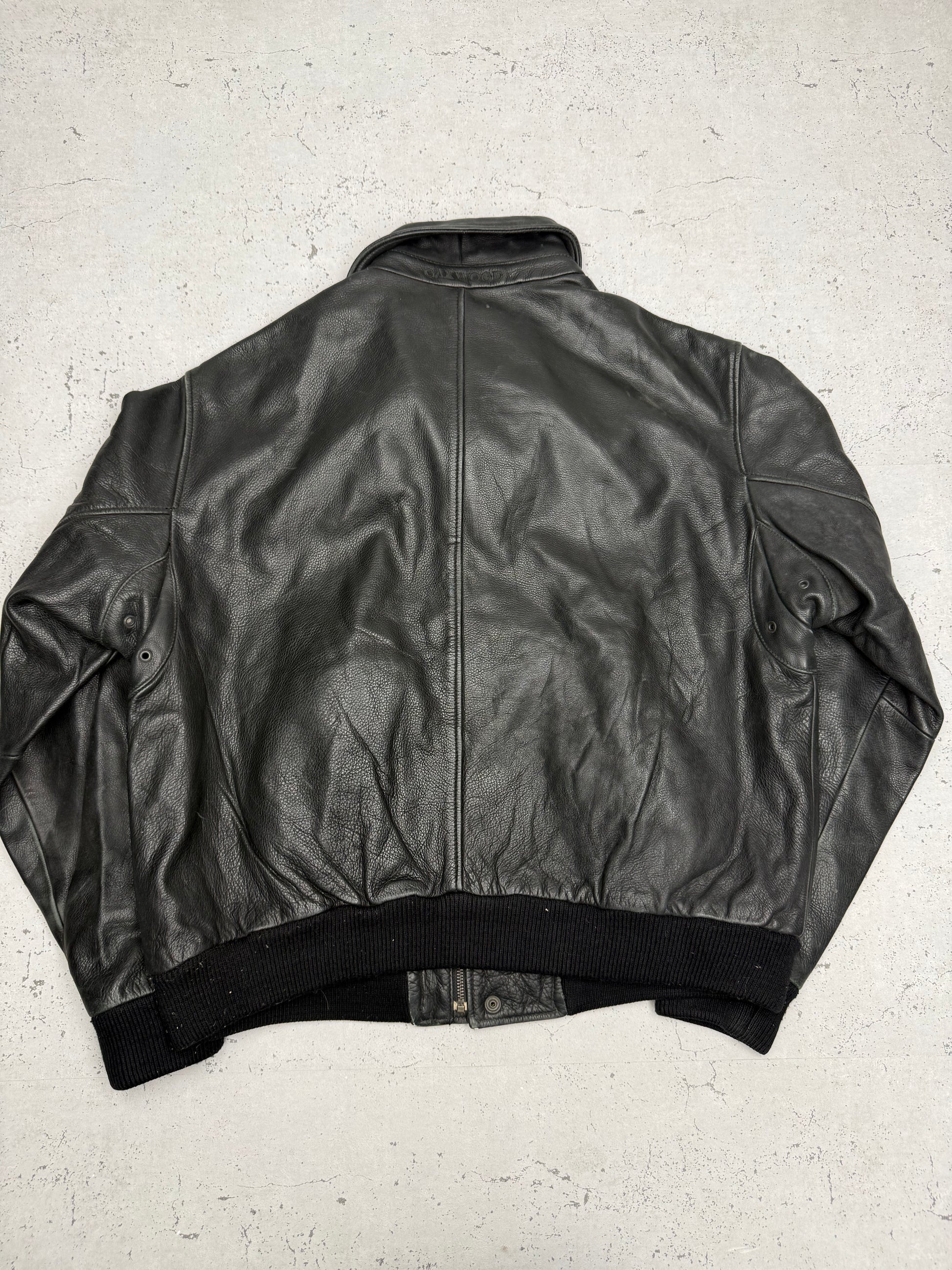 Oakwood Vintage Lederjacke in Schwarz, Größe L, Rückansicht