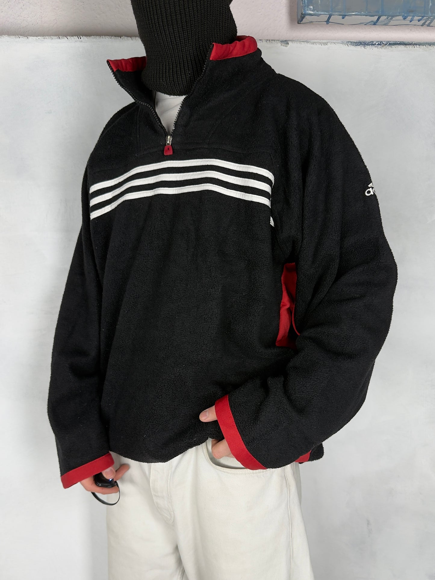 Adidas vintage Fleece Zip Sweatshirt schwarz XXL