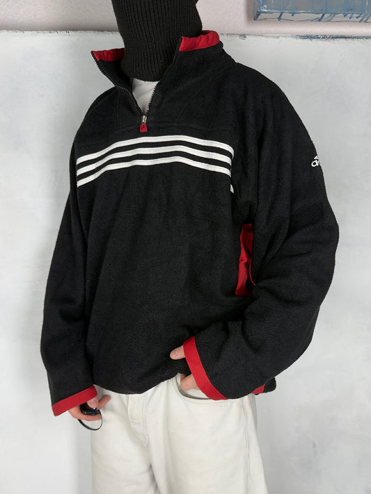Adidas vintage Fleece Zip Sweatshirt schwarz XXL
