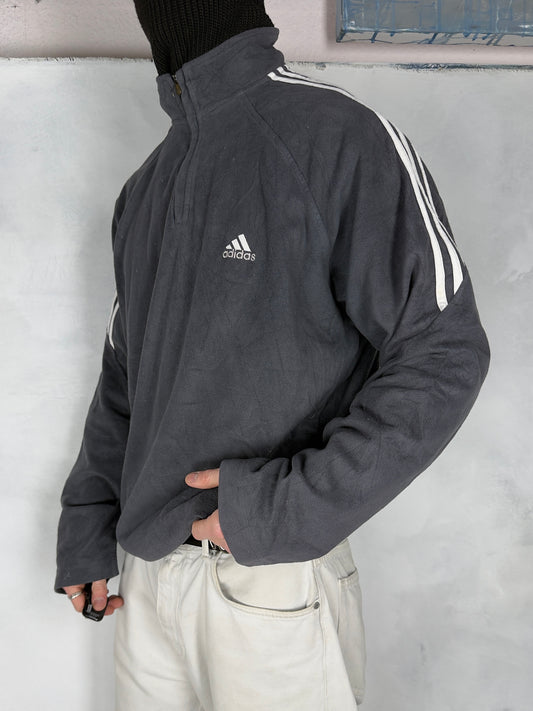 Adidas vintage Fleece Zip Sweatshirt Jacke grau L