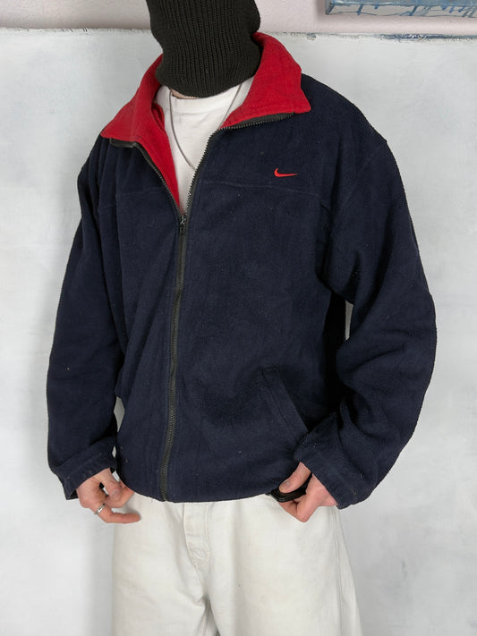Nike vintage Fleece Zipper Jacke blau XL