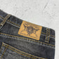 Brooklyn Basement Vintage Jeans-Shorts in Dark Denim, Größe 32, Logo-Closeup