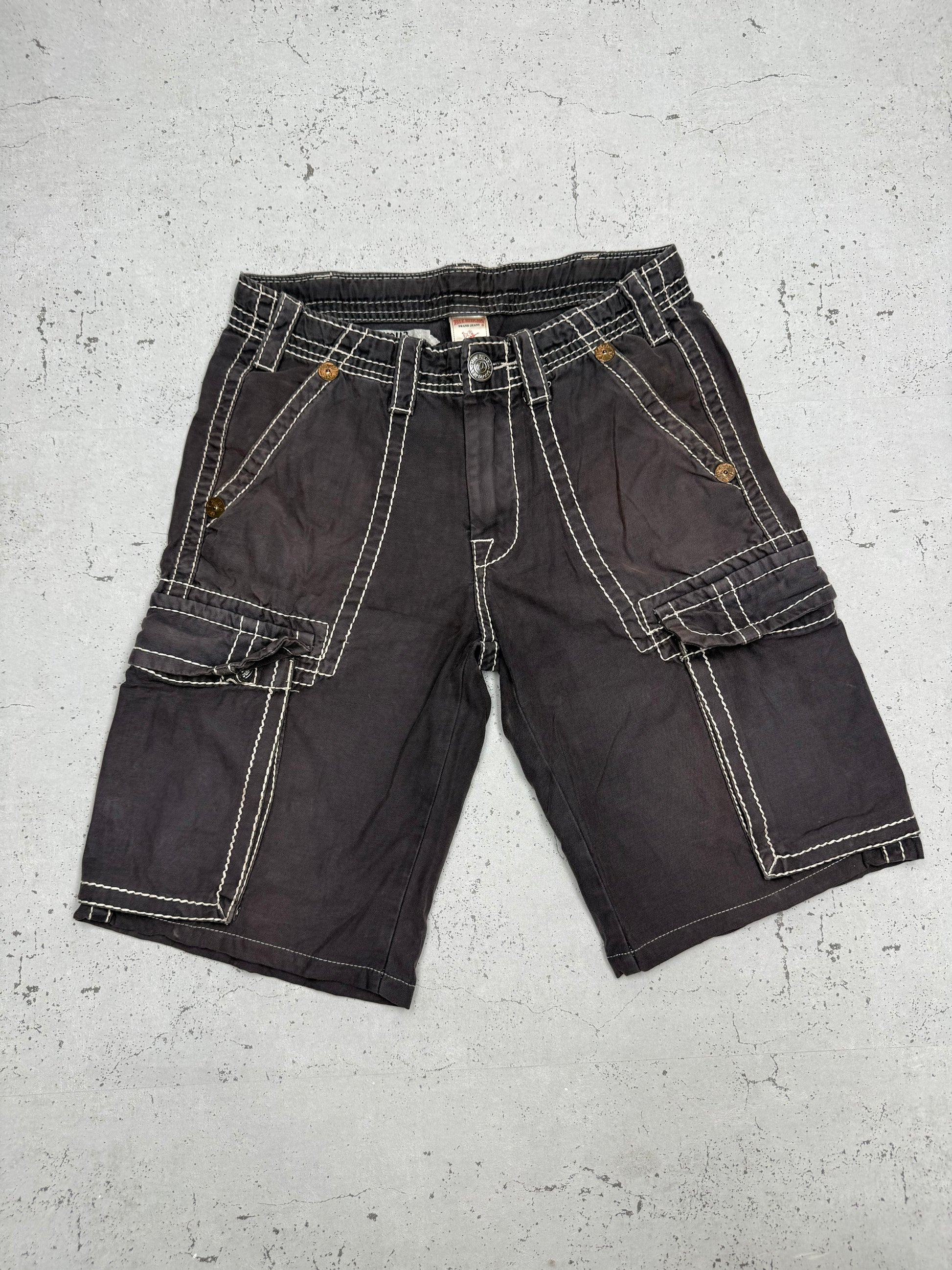 True Religion Vintage Cargoshorts in Anthrazit, W28, Vorderansicht