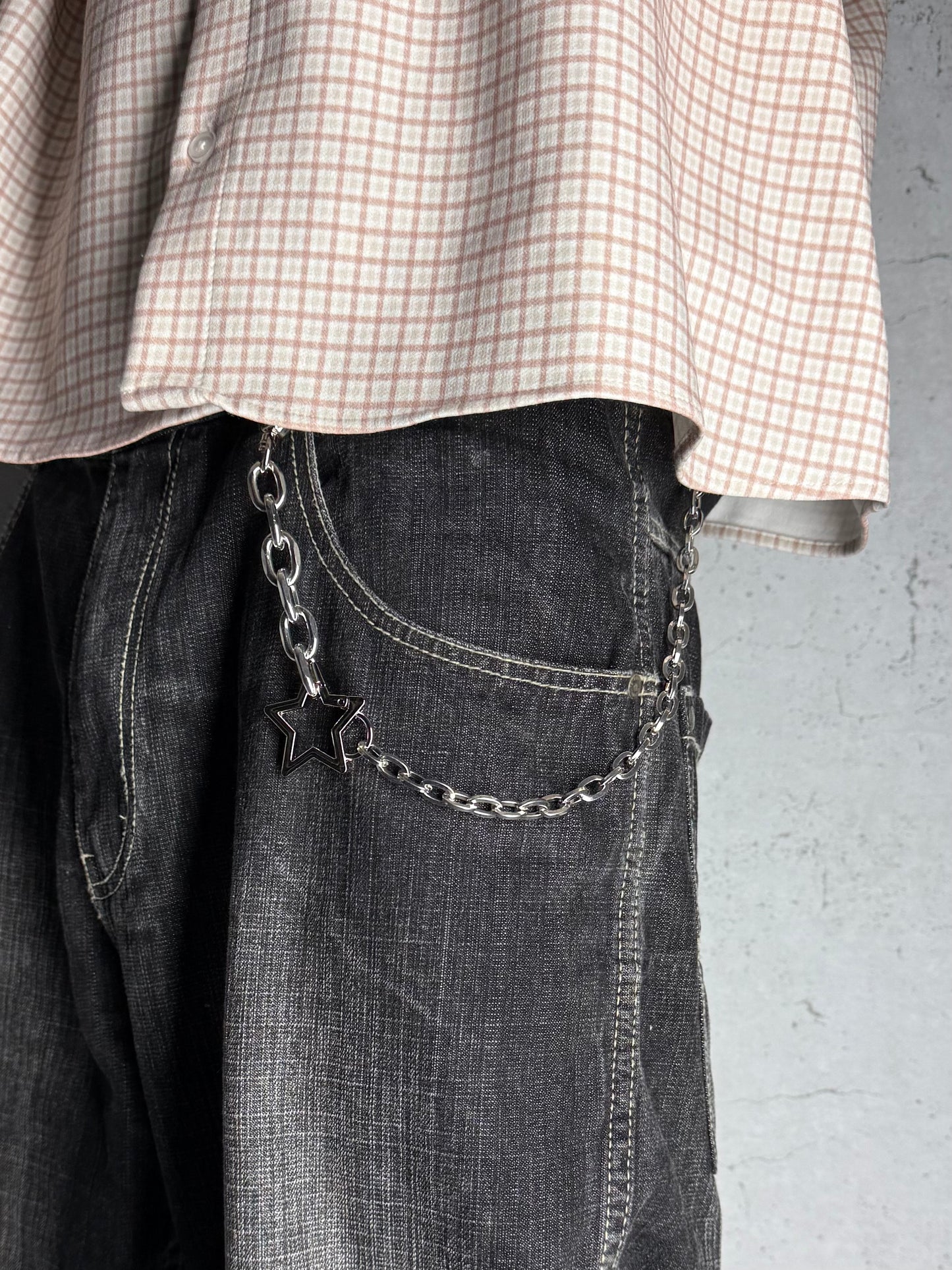 „Starbound" trendige Hosenkette in Silber mit Stern-Anhänger - Y2K Streetstyle