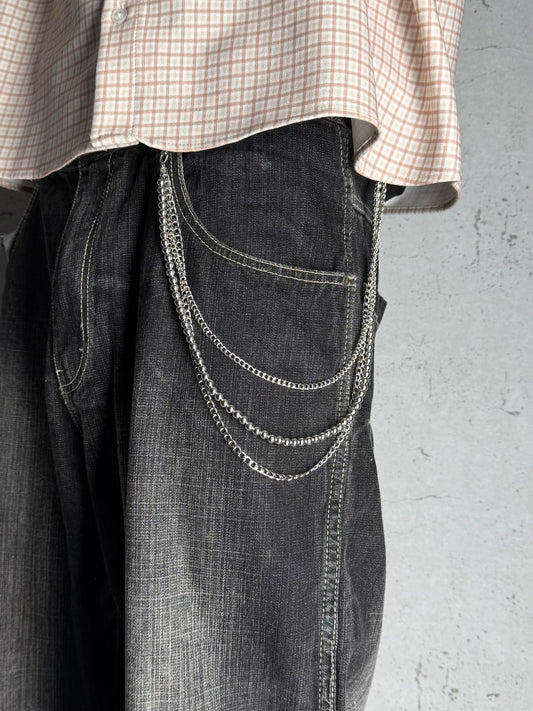 "Urban Edge" Streetwear Hosenkette dreireihiges Design Silber Pants Chain