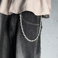 „Silver Pearl“ Perlen-Hosenkette Wallet Chain mit Silber-Details Y2K Streetstyle