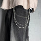 "Twin Orbit" Streetwear Silber Hosenkette mit Perlen Details Y2K Pants Chain