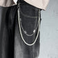 "StarLink" Streetwear silber Hosenkette mit weißen Perlen Y2K Pants Chain