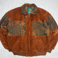 Vintage Suede Lederjacke mit Aztec-Muster in Braun, Vorderansicht