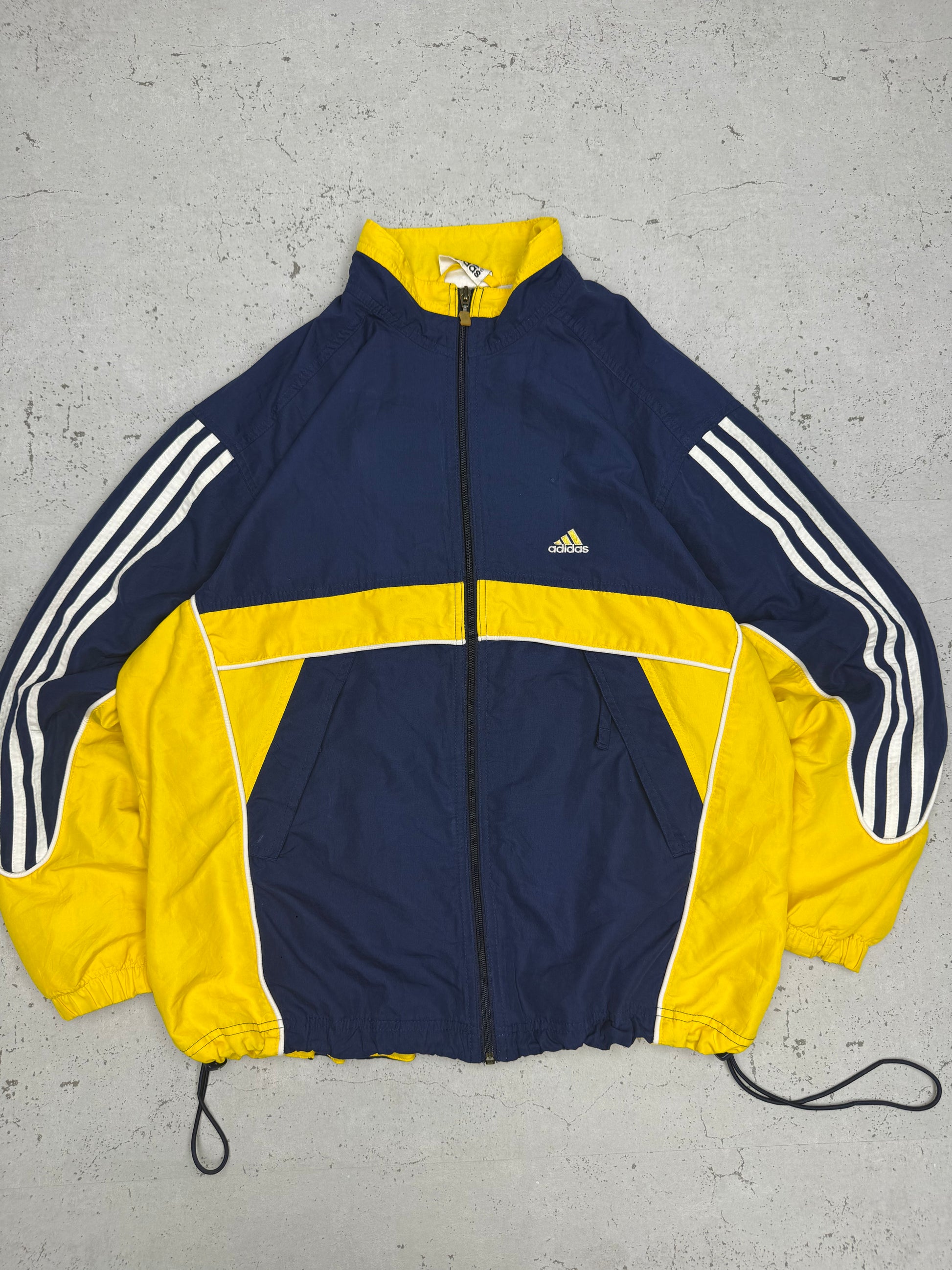 Adidas Vintage Windbreaker in Navy Gelb, Vorderseite