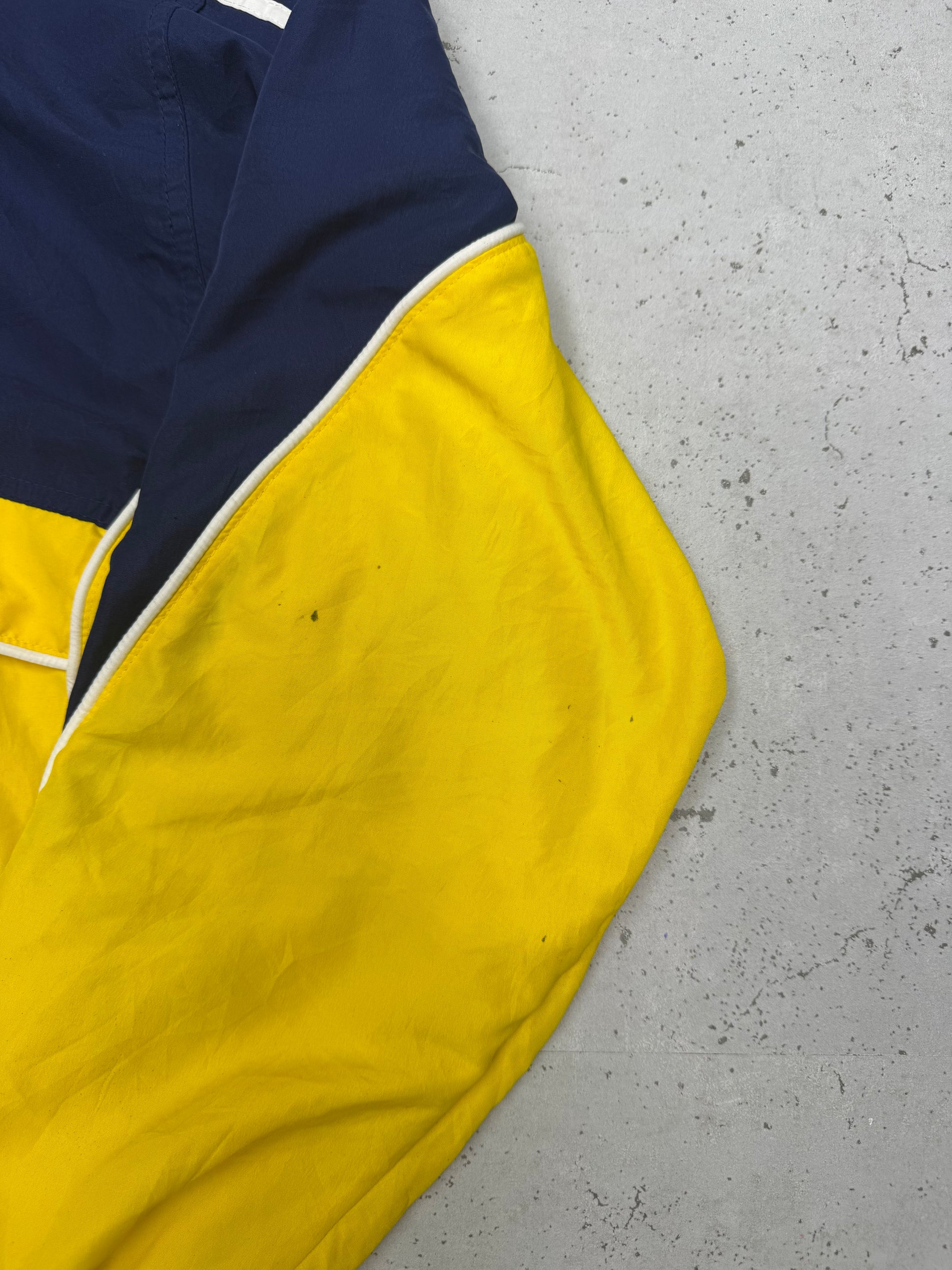 Adidas Vintage Windbreaker in Navy Gelb, Mangel Fleck
