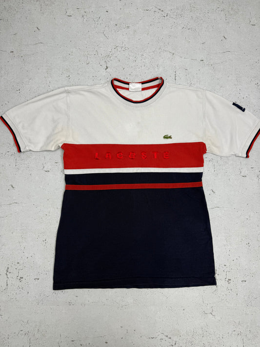 Lacoste Vintage Colorblock Shirt in Weiß Rot Navy, Vorderseite