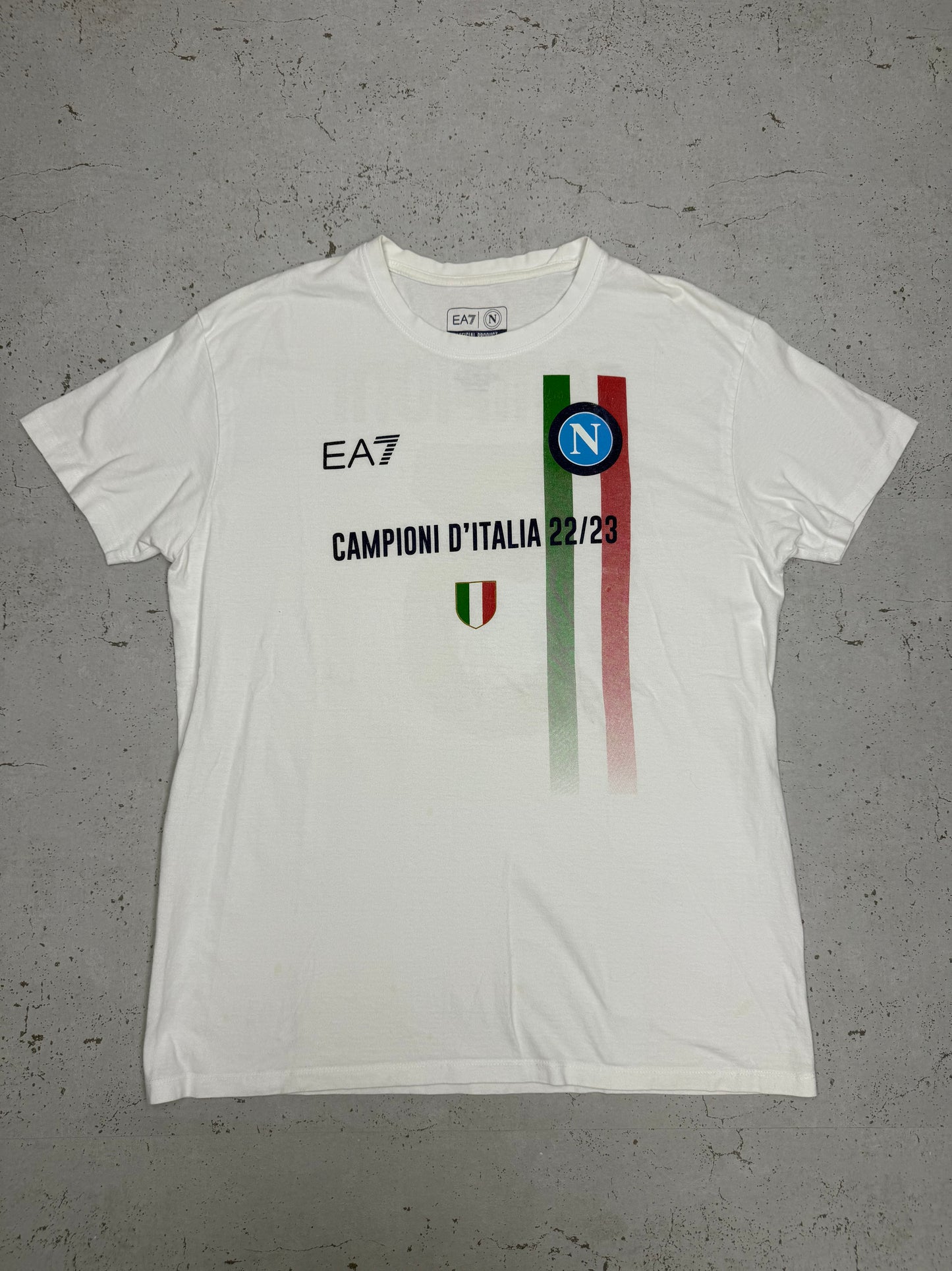 EA7 Napoli Campioni d'Italia Vintage T-Shirt in Weiß, Größe XL, Vorderansicht