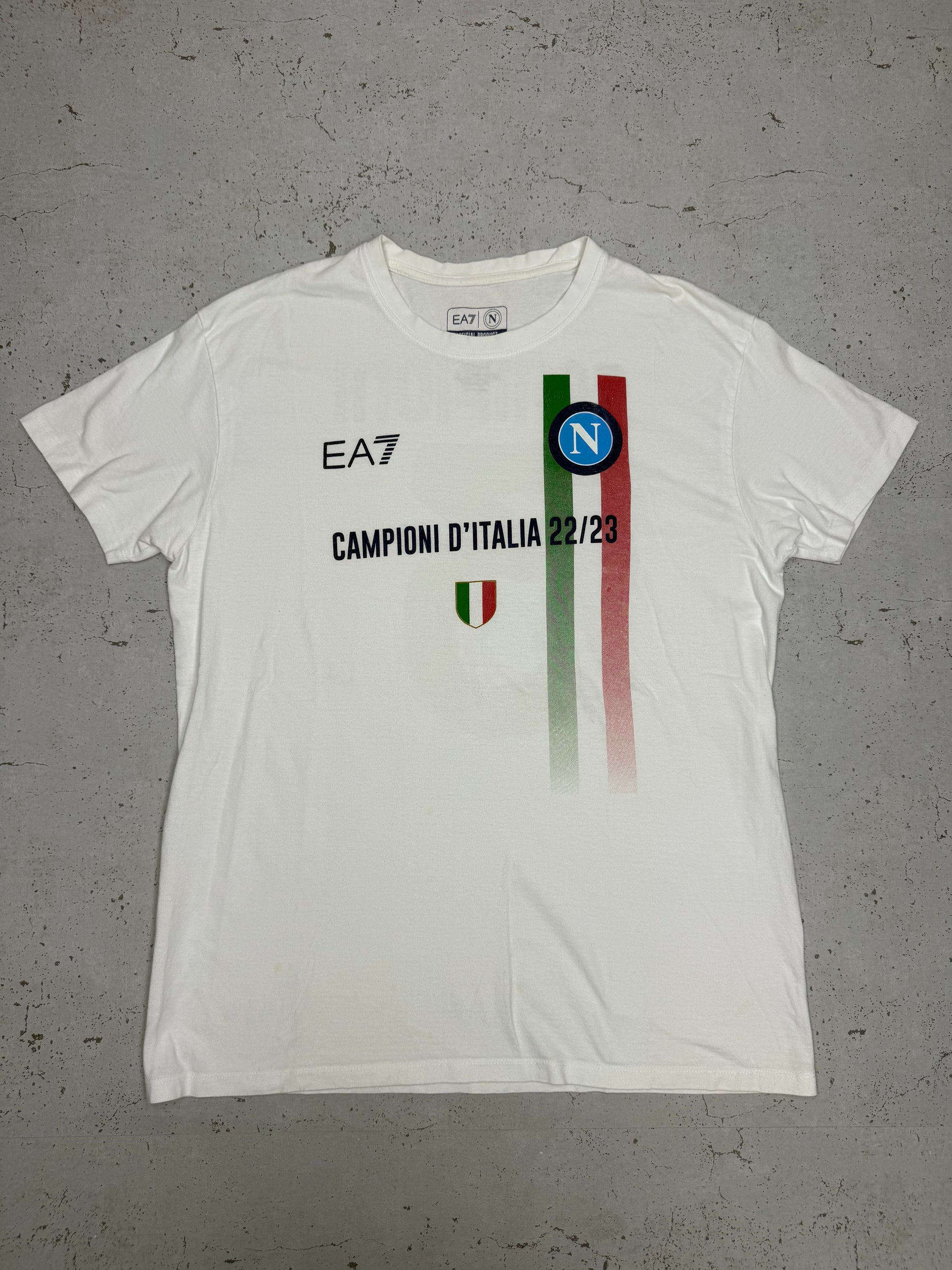 EA7 Napoli Campioni d'Italia Vintage T-Shirt in Weiß, Größe XL, Vorderansicht