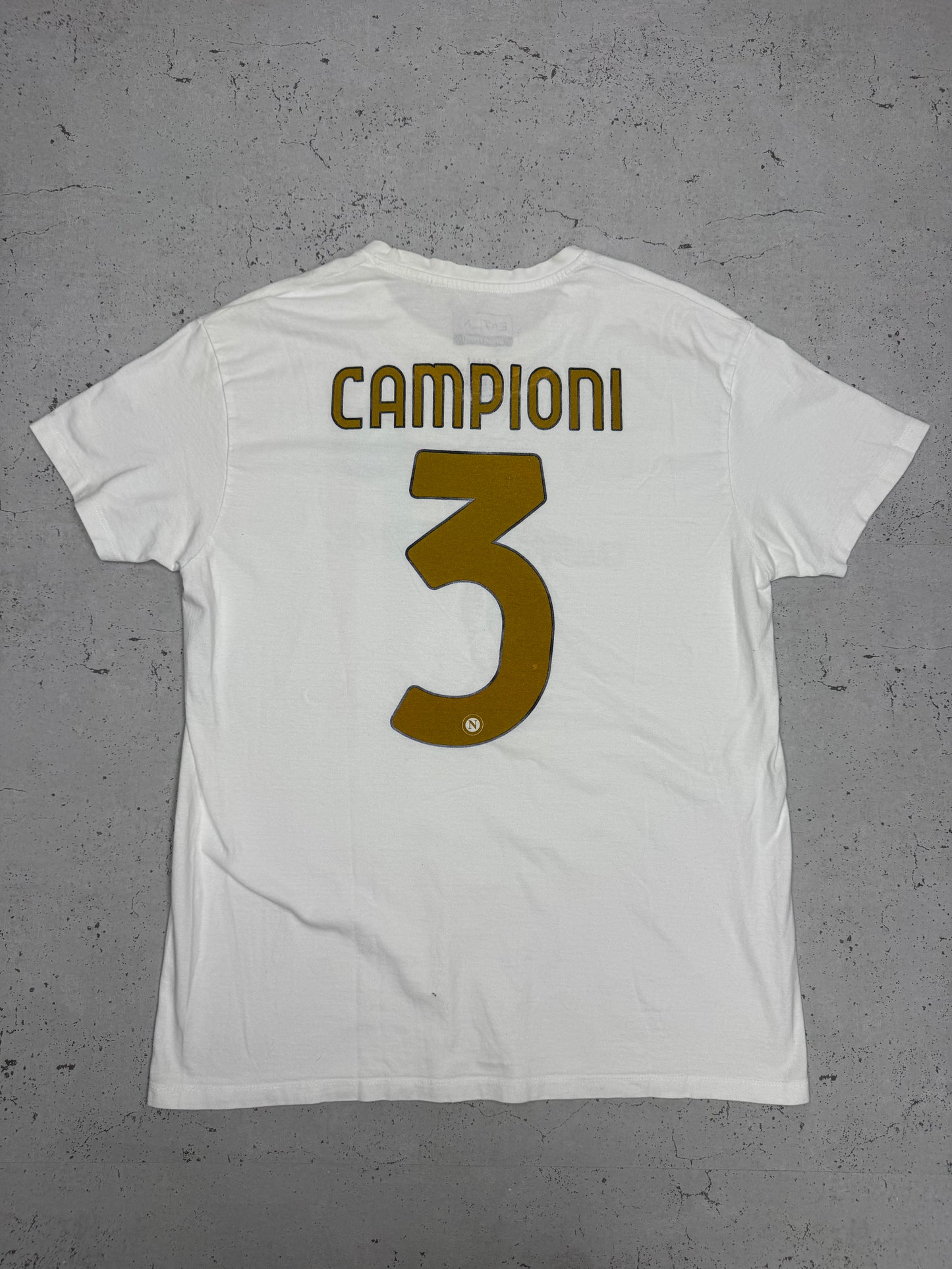 EA7 Napoli Campioni d'Italia Vintage T-Shirt in Weiß, Größe XL, Rückansicht