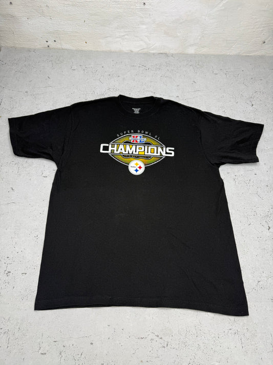 Reebok Steelers Vintage Super Bowl Shirt in Schwarz, Größe XL, Vorderseite