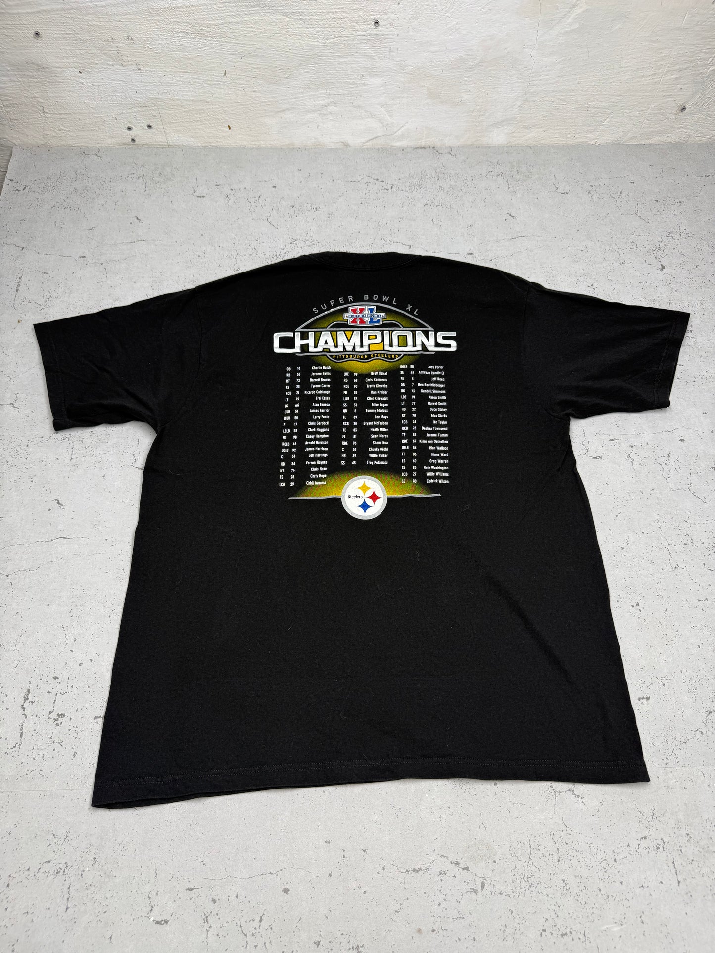 Reebok Steelers Vintage Super Bowl Shirt in Schwarz, Größe XL, Rückseite