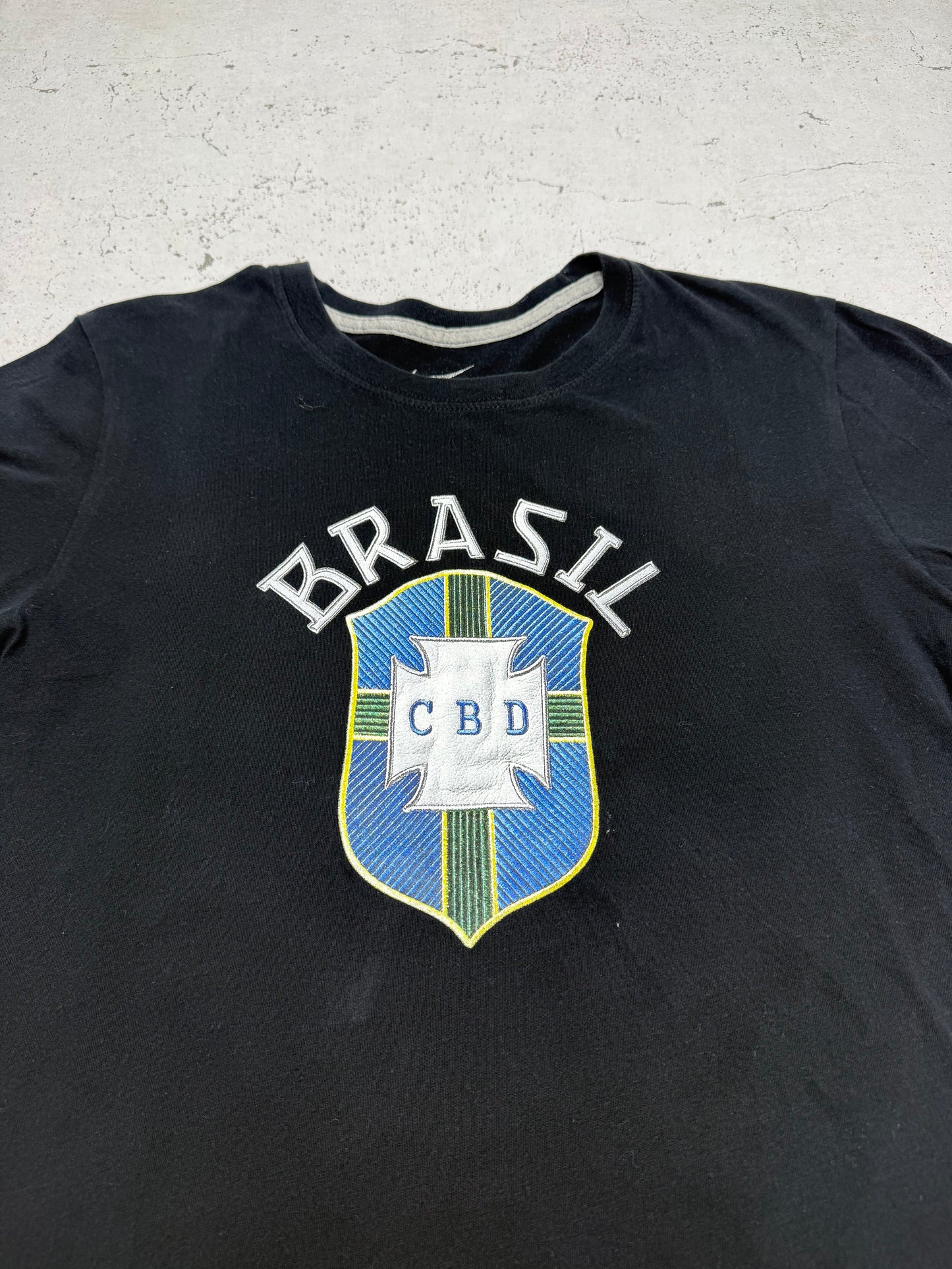 Nike Brasil CBD Vintage T-Shirt in Schwarz, Größe L, Logo-Detail