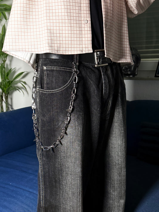 "Silver Fang" - Silberne Hosenkette mit Spikes | Punk Rock Style Accessoire