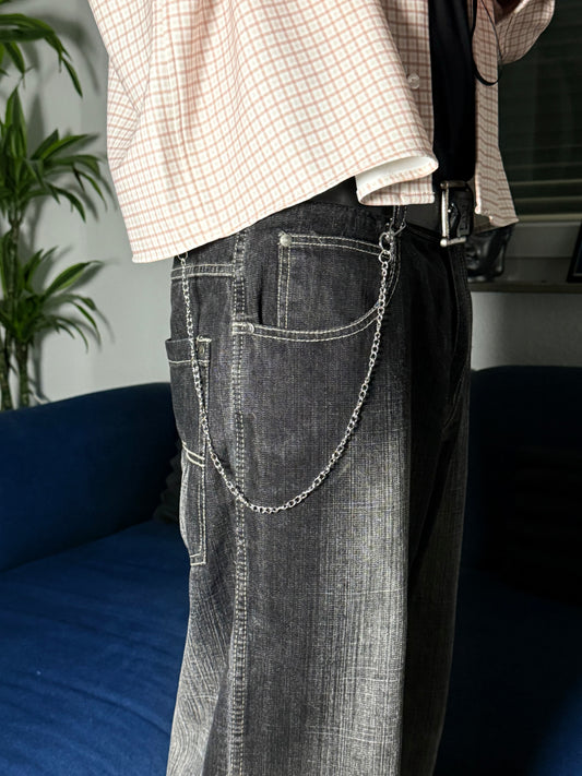 "Simple" Streetwear Hosenkette silberfarben Y2K