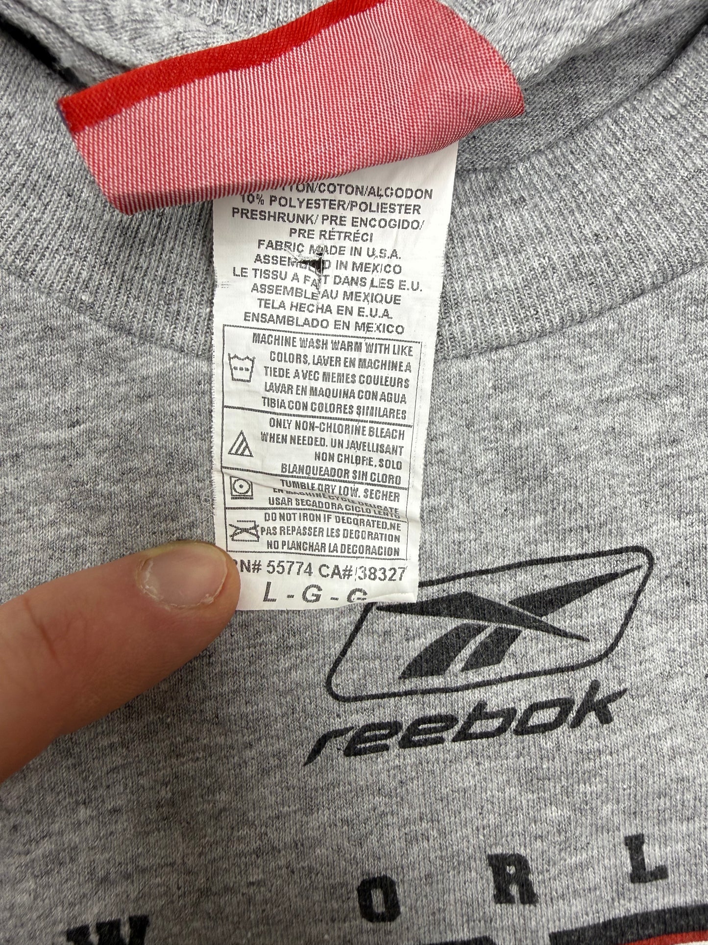 Reebok Super Bowl XXXVI Vintage Shirt in Grau, Größe L, Etikett