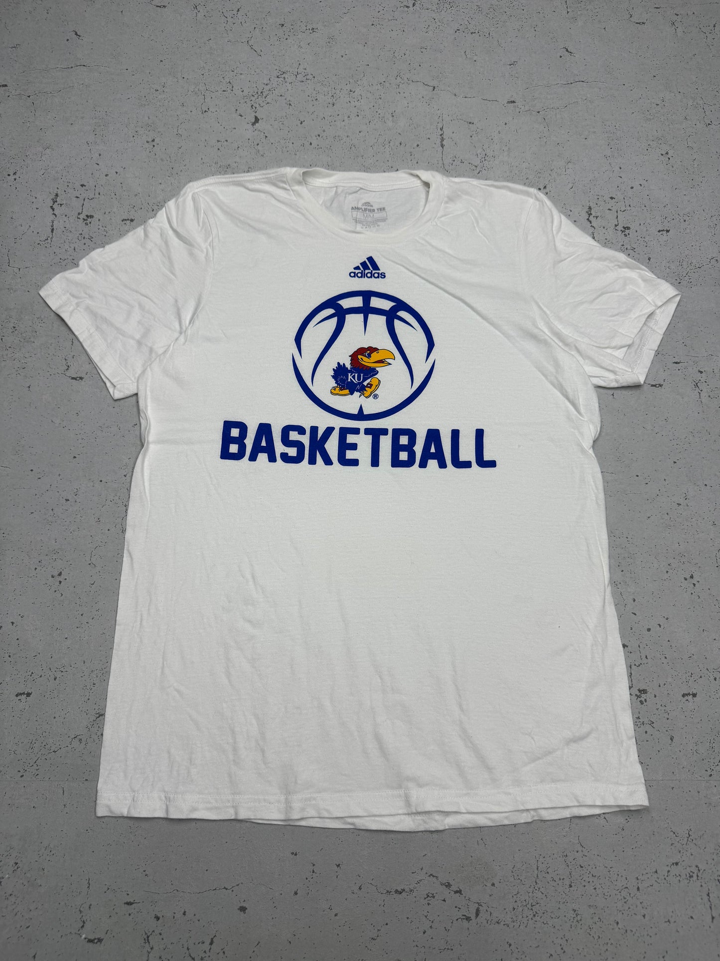 Adidas Kansas Jayhawks Basketball Vintage T-Shirt in Weiß, Größe M, Vorderansicht
