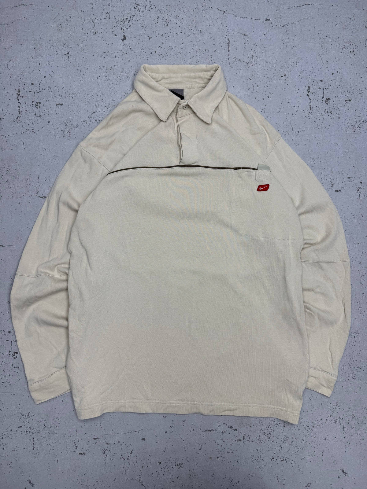 Nike Vintage Half-Zip Pullover in Beige, Größe M, Vorderseite