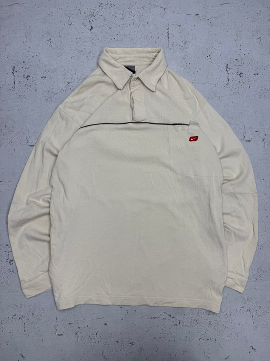 Nike Vintage Half-Zip Pullover in Beige, Größe M, Vorderseite