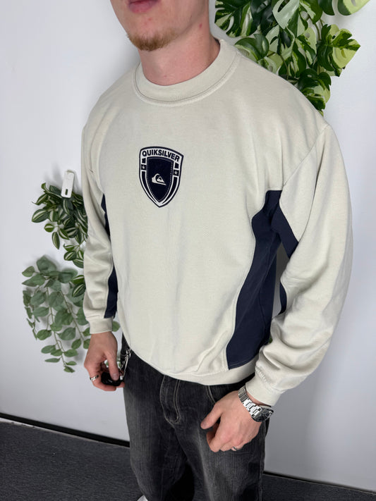 Quiksilver Sweatshirt Vintage Colorblock in Creme, Größe M, Fitpic Vorderseite