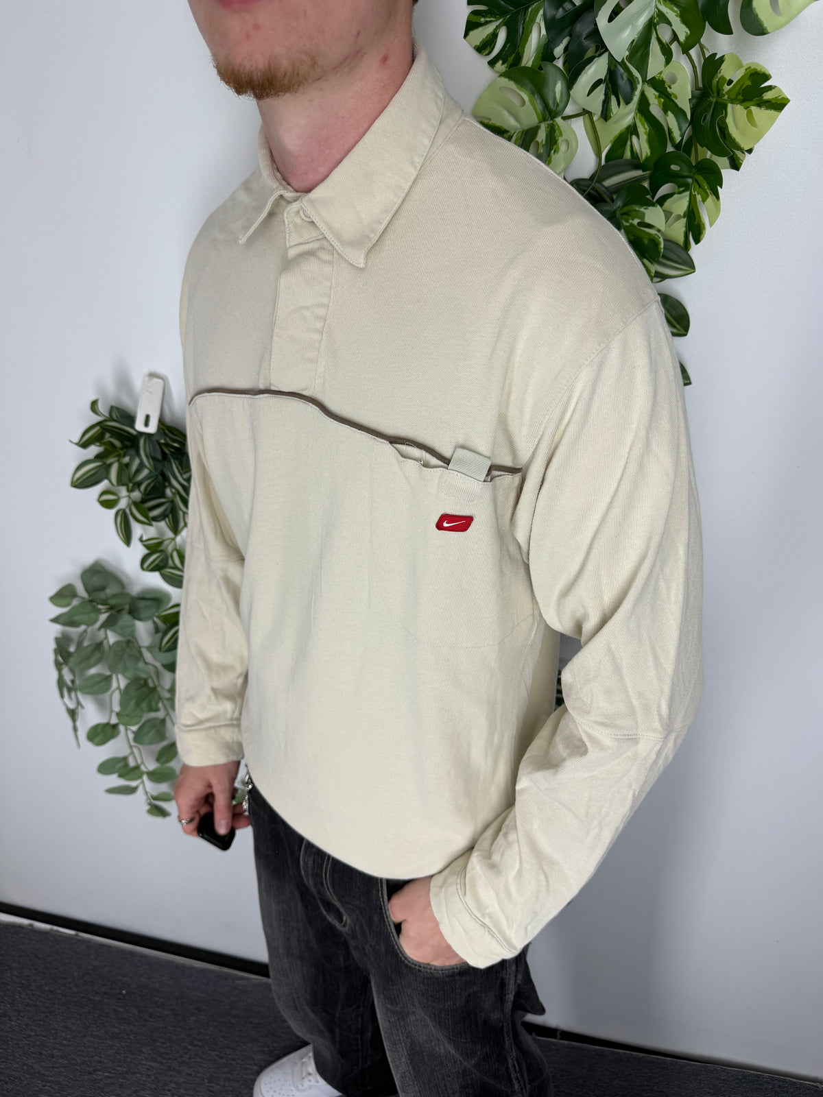 Nike Vintage Half-Zip Pullover in Beige, Größe M, Fitpic