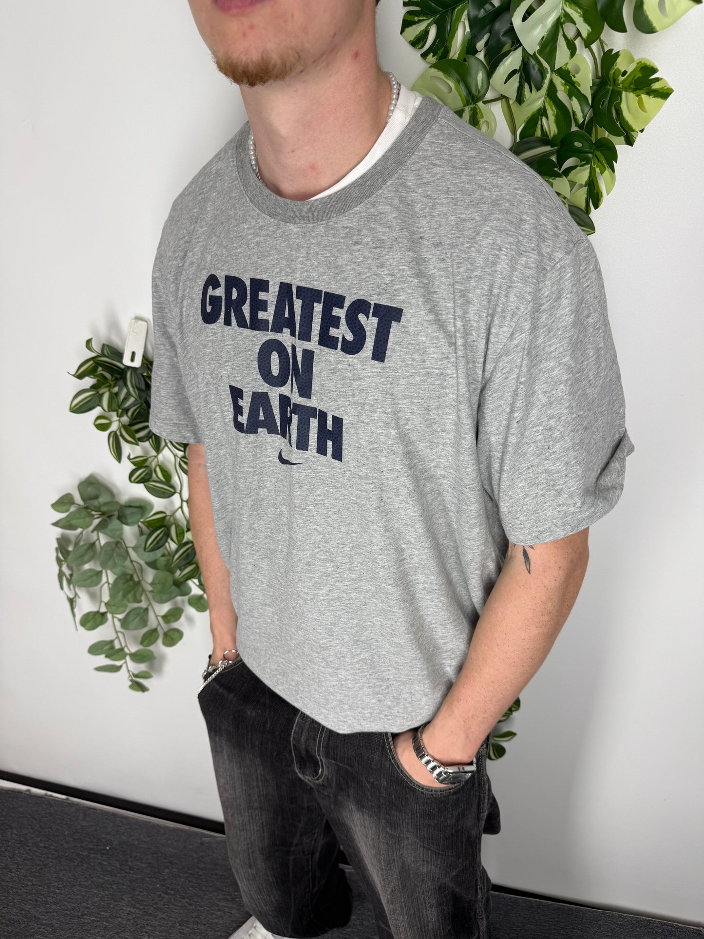 Nike Greatest On Earth Vintage T-Shirt in Grau, Größe XXL, Fitpic