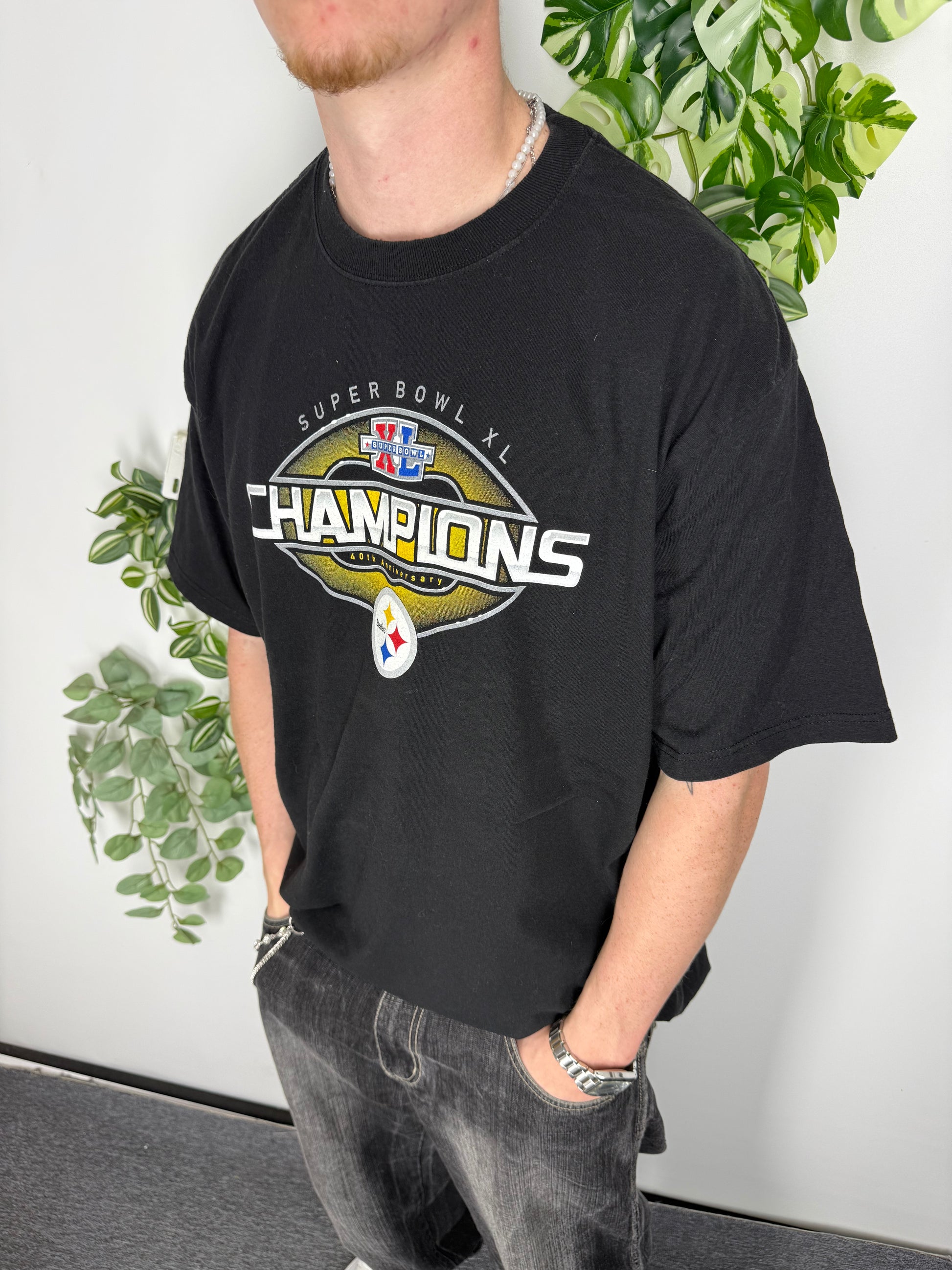Reebok Steelers Vintage Super Bowl Shirt in Schwarz, Größe XL, Fitpic