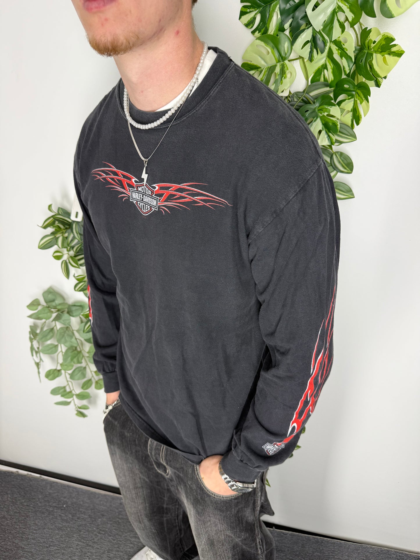 Harley-Davidson Vintage Longsleeve in Schwarz, Größe M, Fitpic