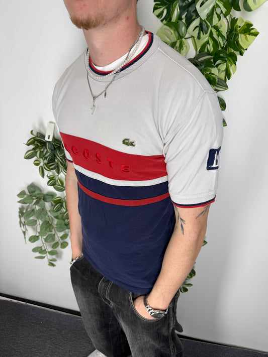 Lacoste Vintage Colorblock Shirt in Weiß Rot Navy, Fitpic