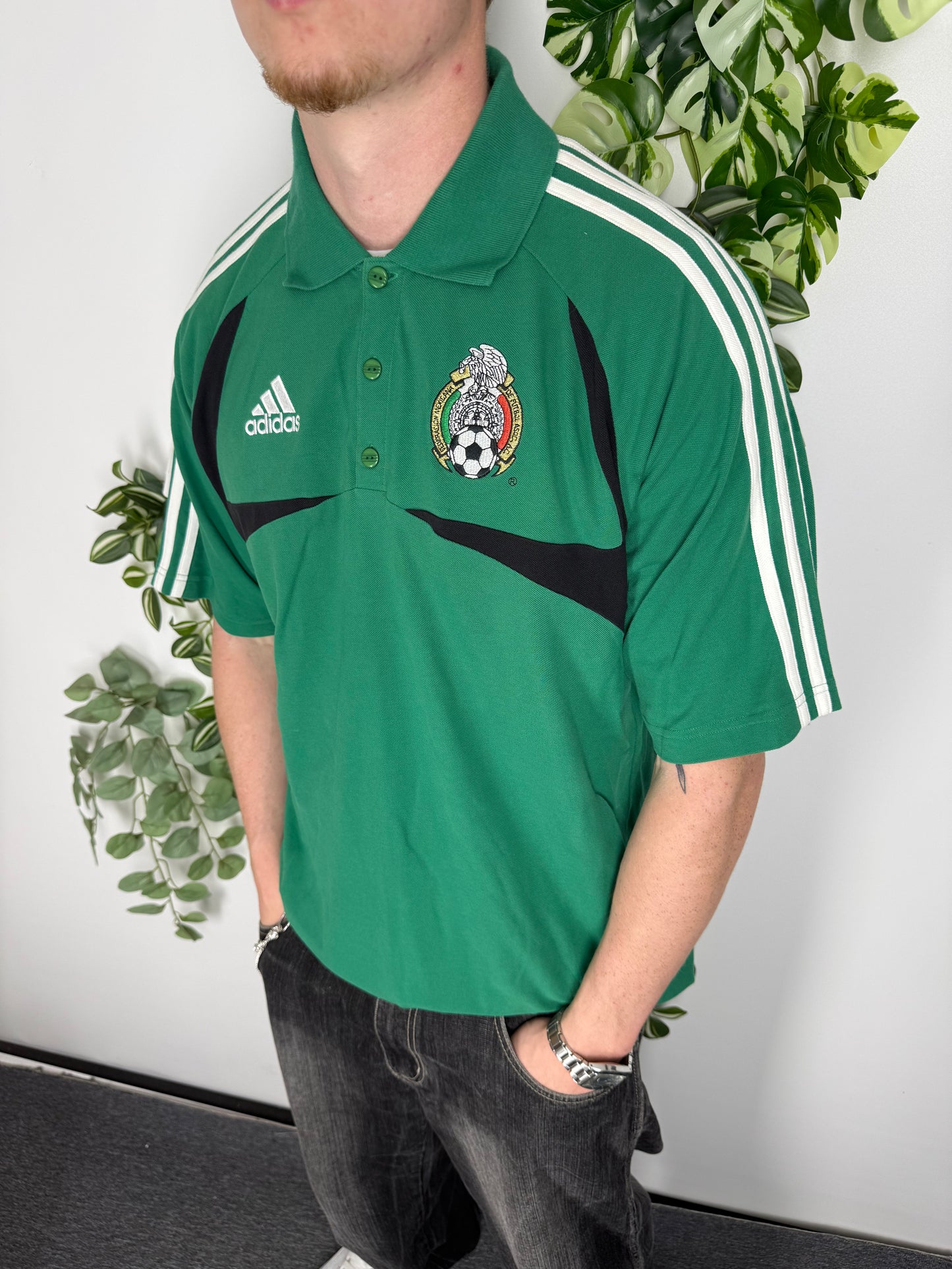 Adidas Mexico Vintage Polo in Grün, Fitpic