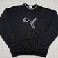 Puma vintage Big Logo 90s Sweatshirt Velour Samt Crewneck blau washed XL