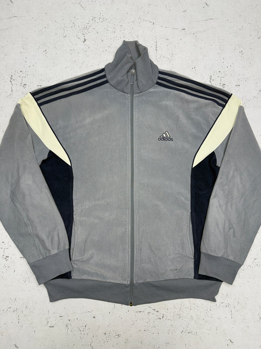 Adidas vintage Zipper Sweatshirt Jacke Velour Samt grau XL