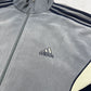 Adidas vintage Zipper Sweatshirt Jacke Velour Samt grau XL