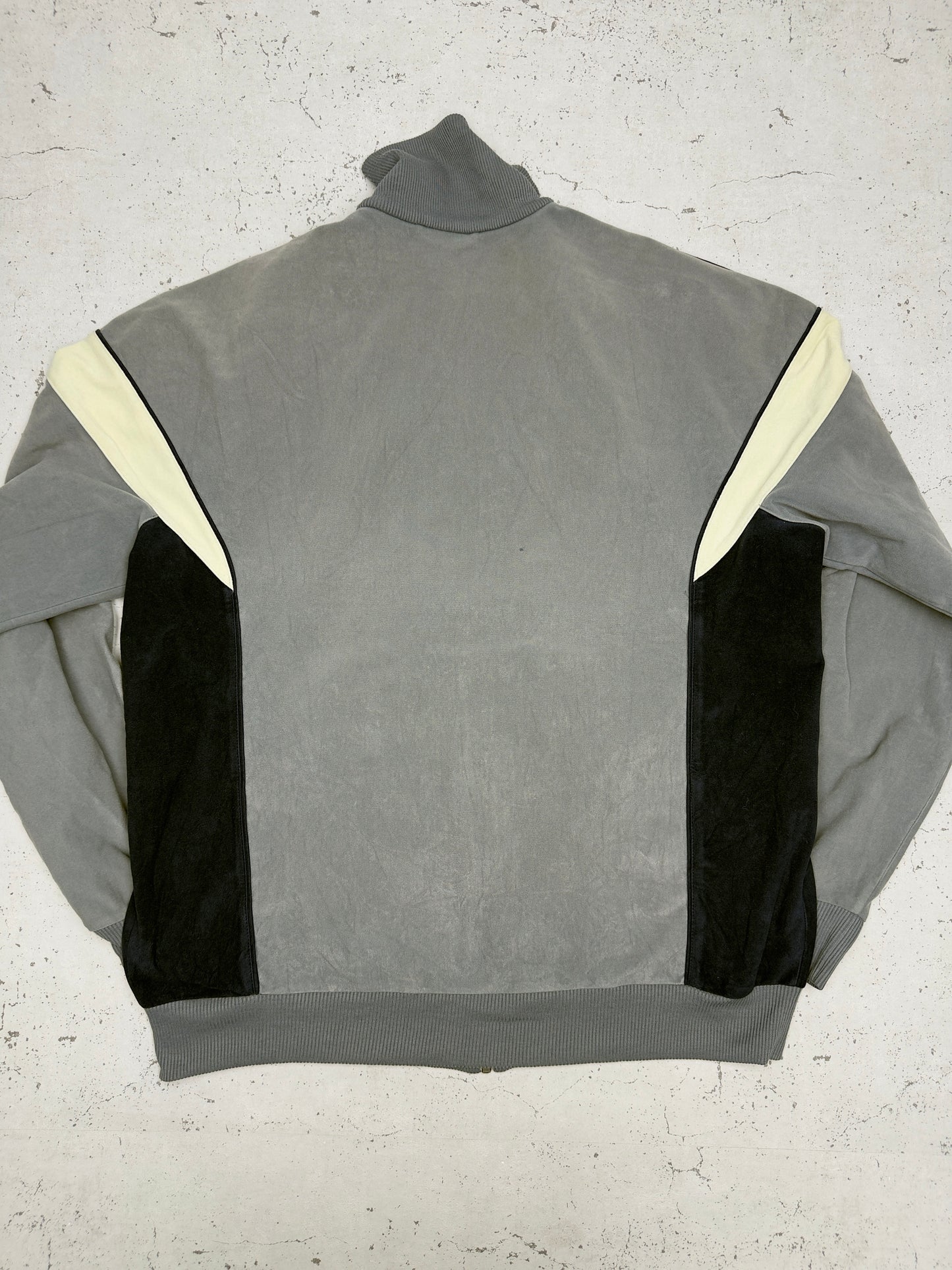 Adidas vintage Zipper Sweatshirt Jacke Velour Samt grau XL