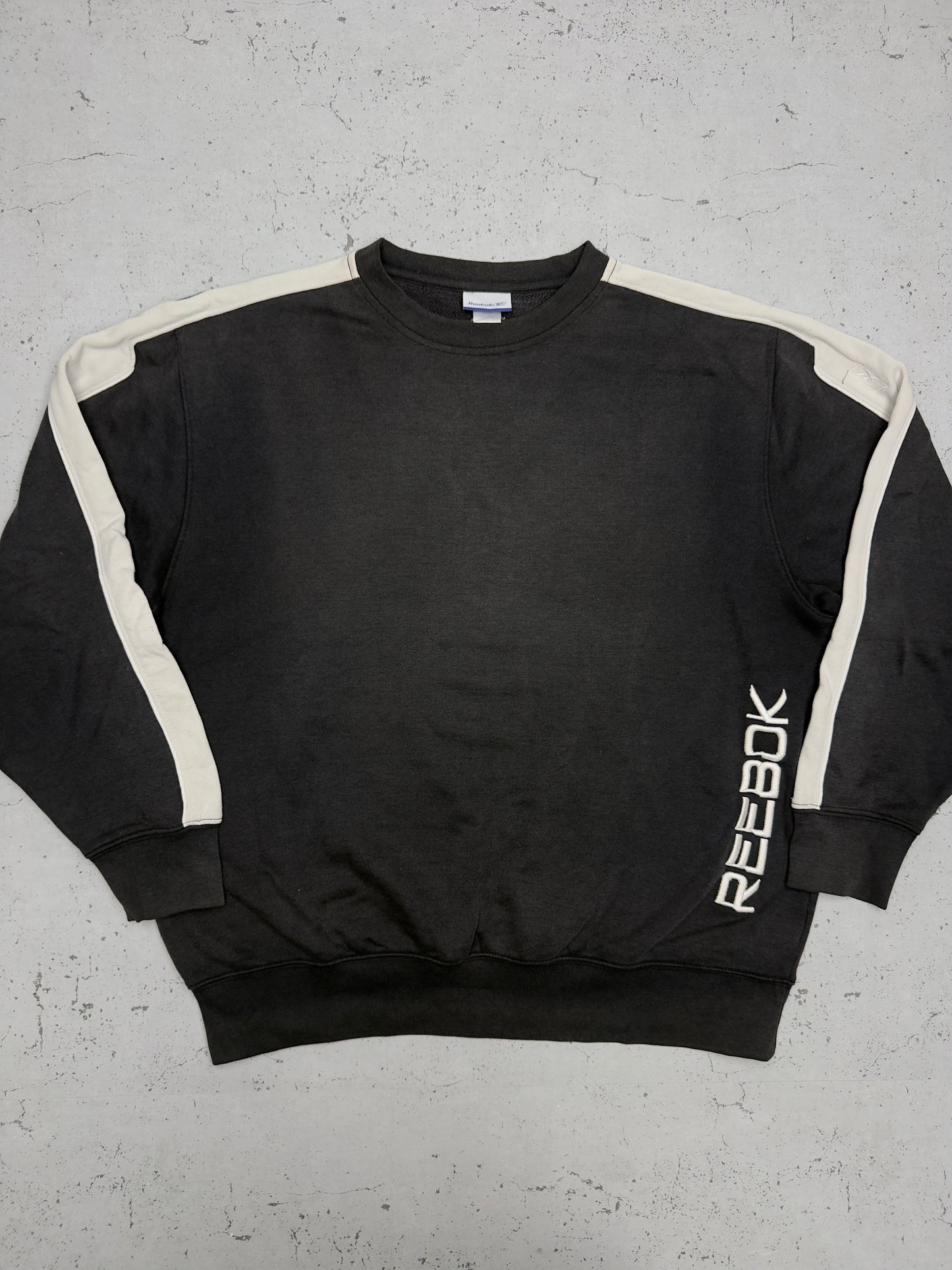 Reebok vintage Sweatshirt embroidery Sweater schwarz washed XL