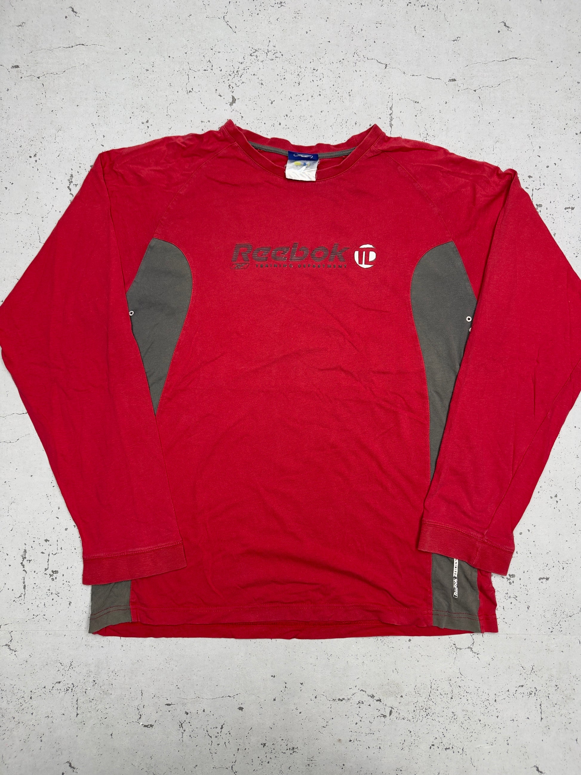 Reebok Vintage Langarmshirt Training Department Rot – Frontansicht flach