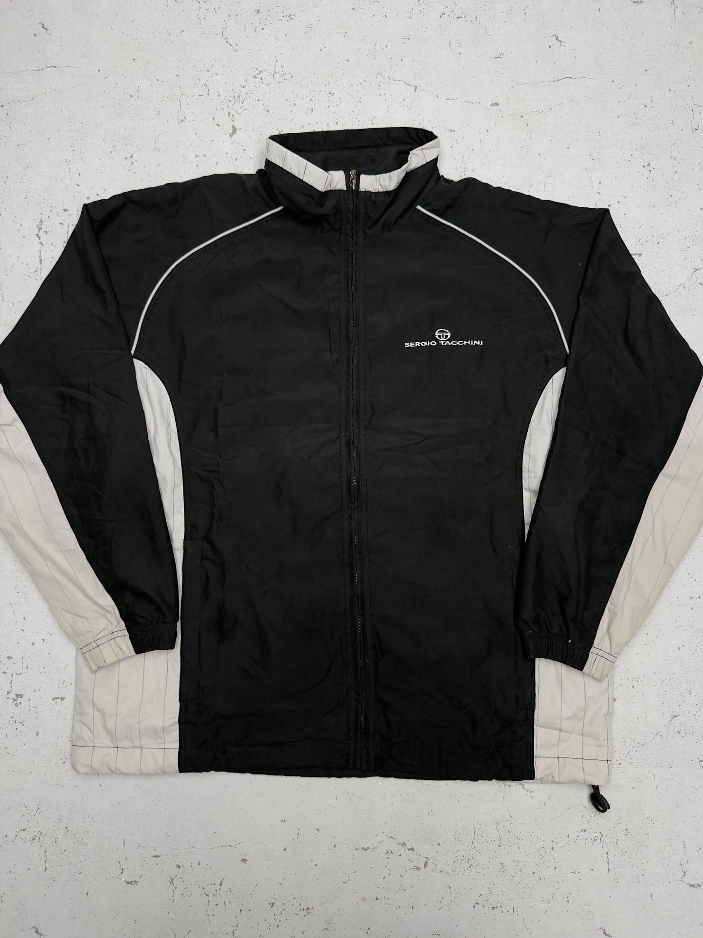 Sergio Tacchini vintage Windbreaker Trackjacket Jacke schwarz XL