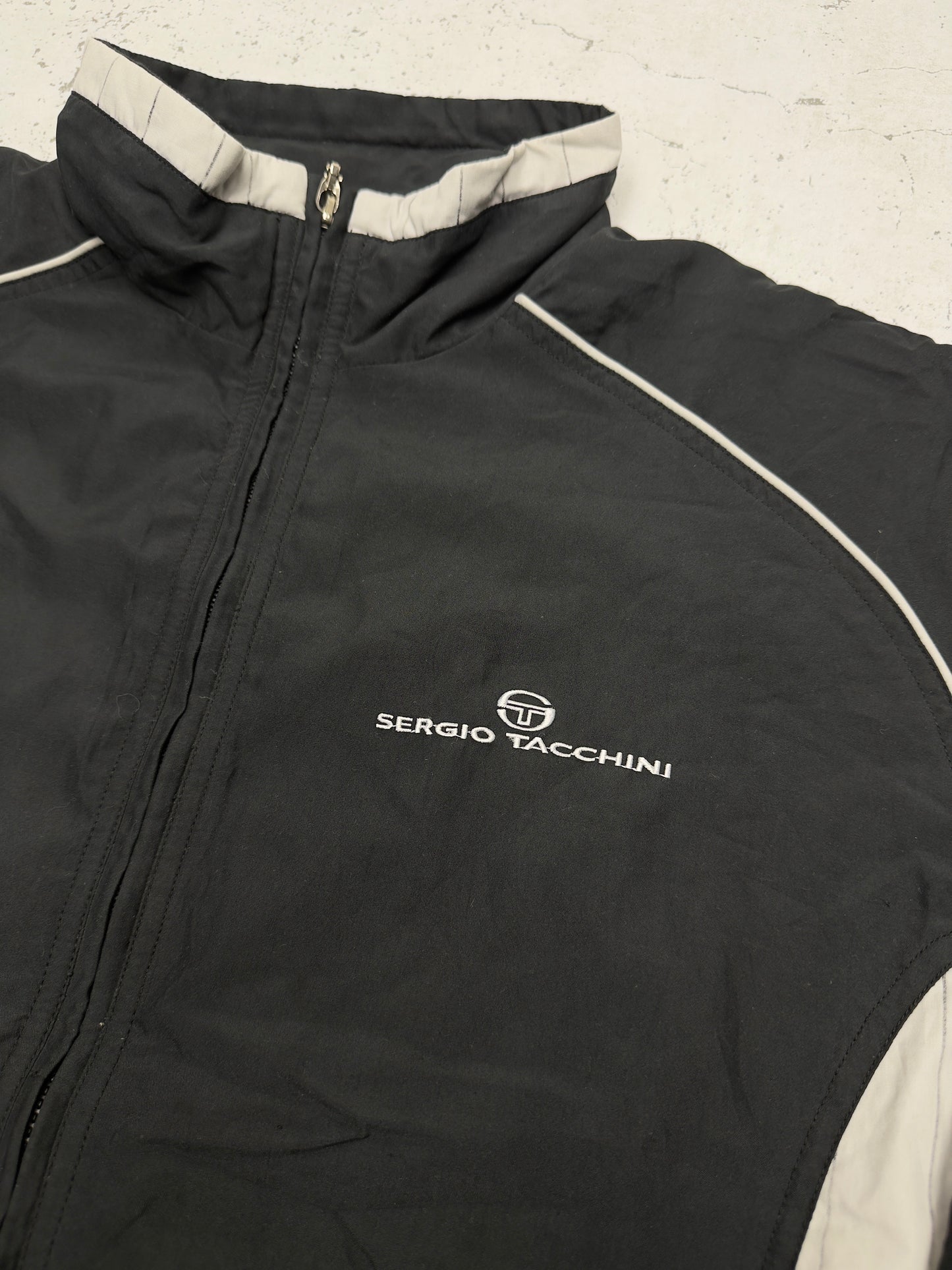 Sergio Tacchini vintage Windbreaker Trackjacket Jacke schwarz XL