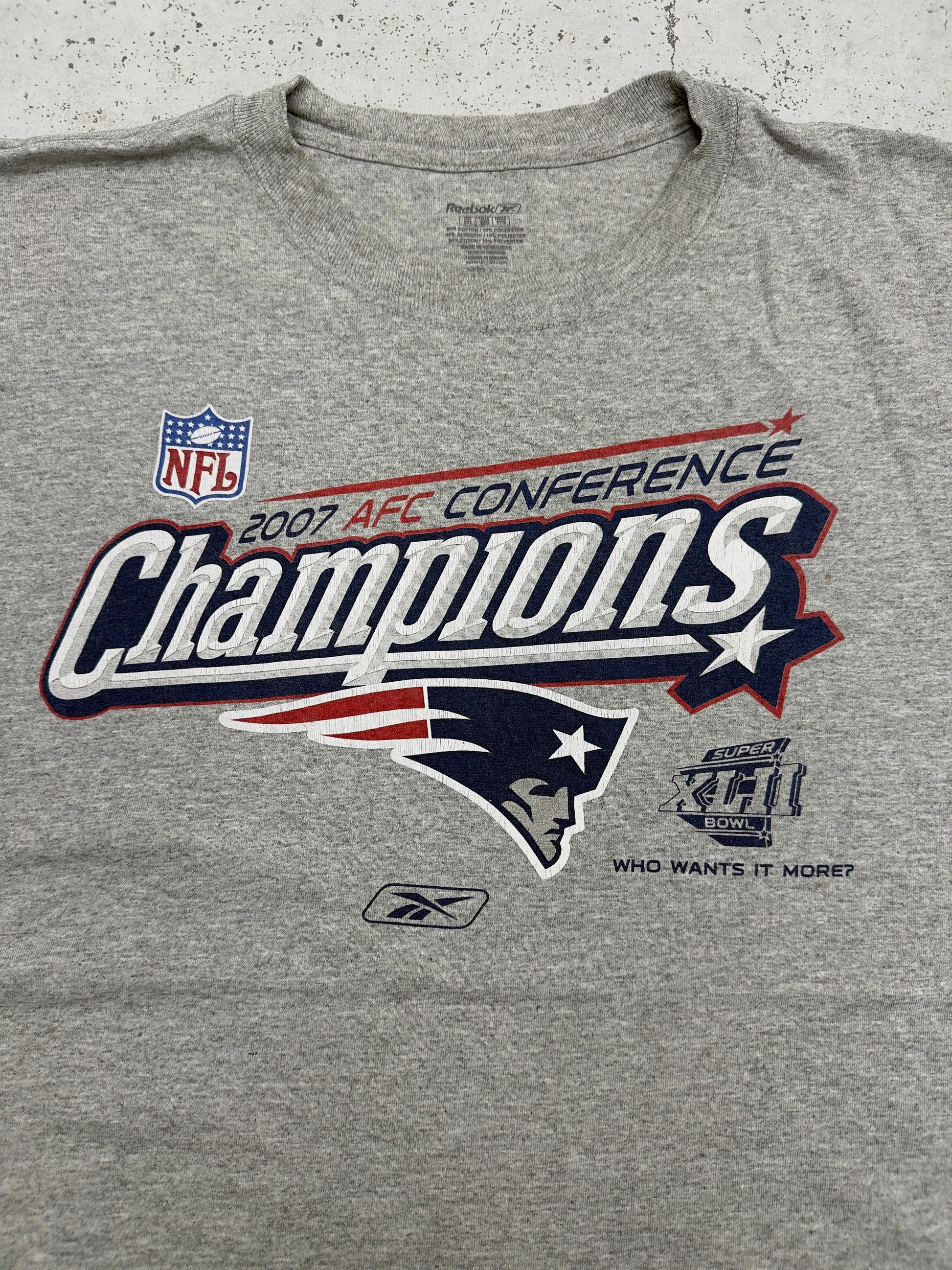 Reebok Patriots T-Shirt Grau Print Detail