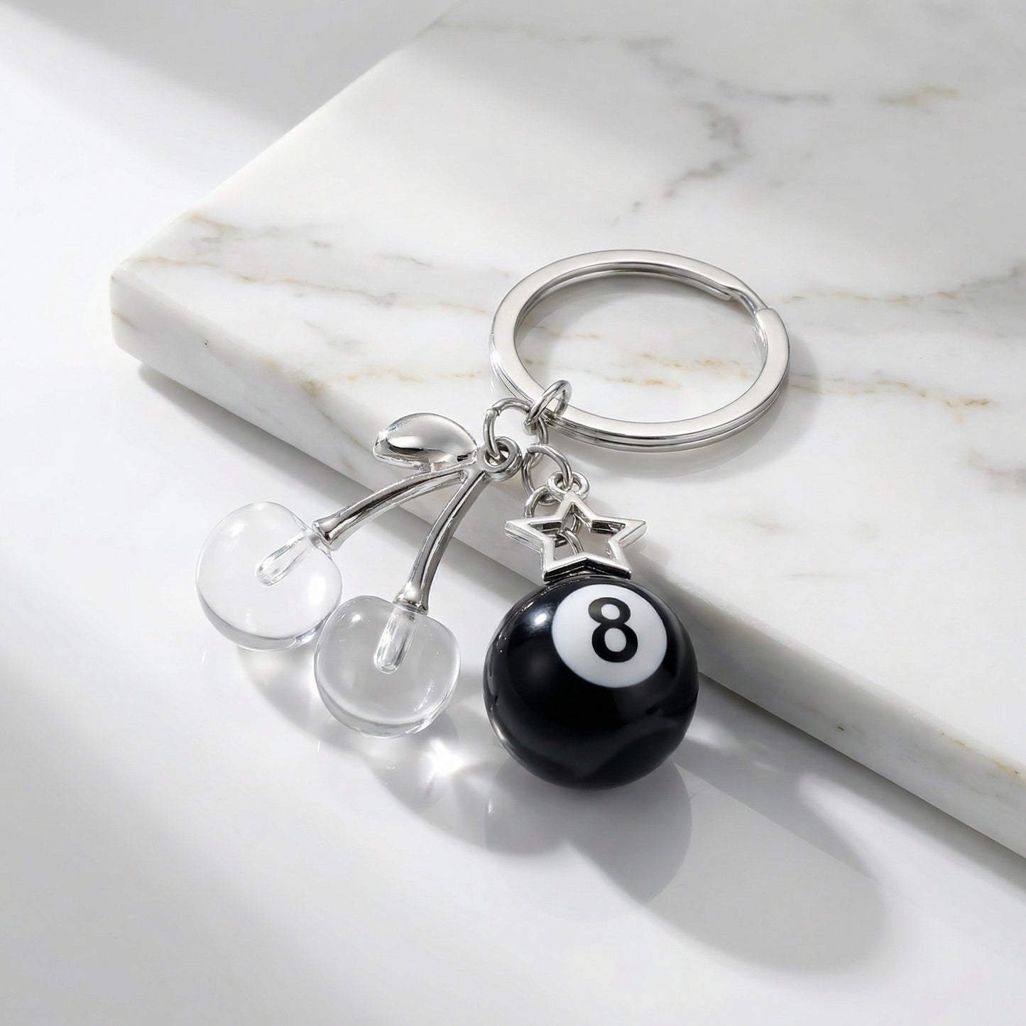 "Lucky Charm" Streetwear Silber Anhänger Billard Würfel Stern Charm Y2K