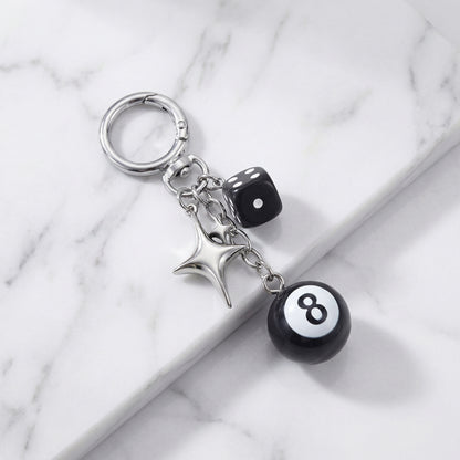 "Lucky Charm" Streetwear Silber Anhänger Billard Würfel Stern Charm Y2K