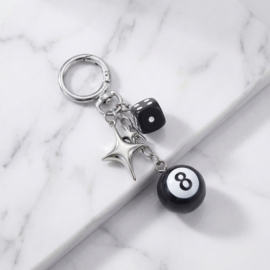 "Lucky Charm" Streetwear Silber Anhänger Billard Würfel Stern Charm Y2K