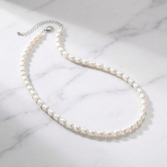 Surfer Style Perlen Halskette mit flachen Perlen Boho Style Necklace