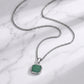 "Gem Stone" Streetwear silber Halskette mit Schmuckstein Gem Necklace grün weiß schwarz